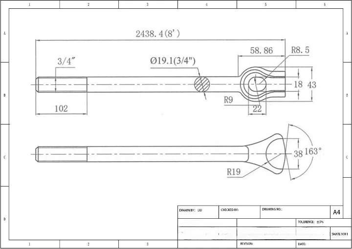 Materiales y especificaciones técnicas de las varillas de anclaje para el control de calidad.