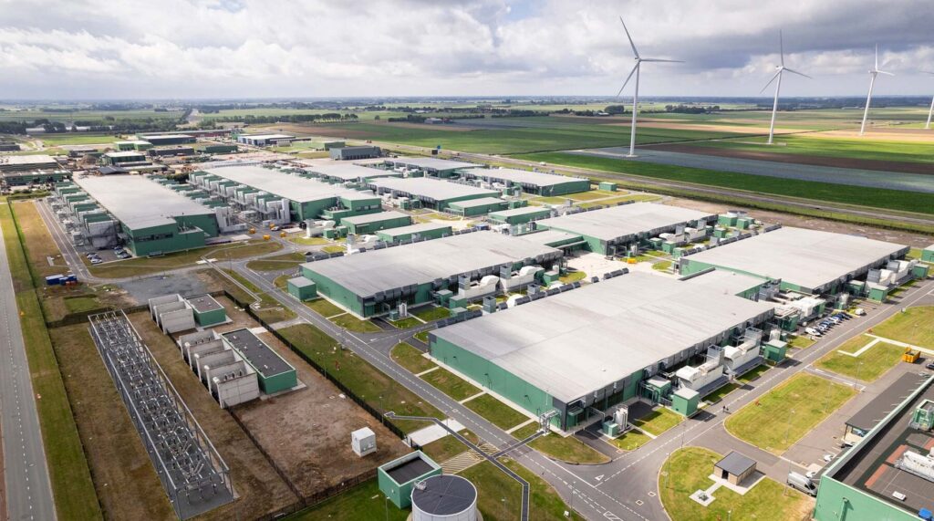 Centros de datos y subestaciones que utilizan energía eólica